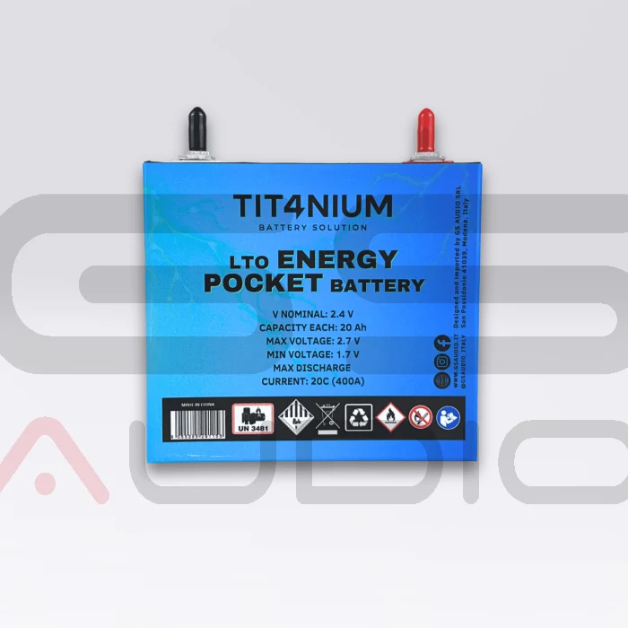 Batterie LTO prismatique 14,4V 100Ah 30 Cellules avec BMS et Bus Bar 66x12x11 cm
