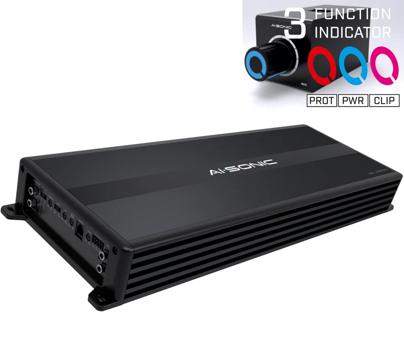 AI-Sonic S2-A2200.1 + bouton de basses S2 – Amplificateur mono 2200 WRMS 1 Ohm