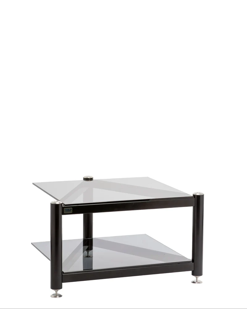 Dual-Shelf AV Rack VAP S2 – Stainless Steel & Glass