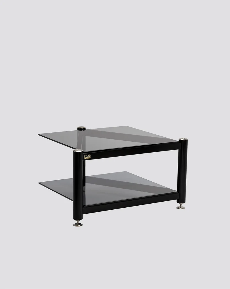Dual-Shelf AV Rack VAP S2 – Stainless Steel & Glass