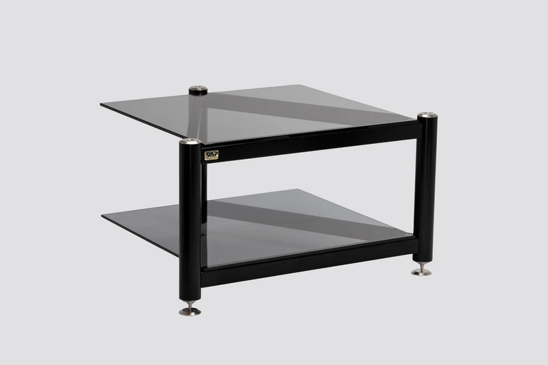 Dual-Shelf AV Rack VAP S2 – Stainless Steel & Glass