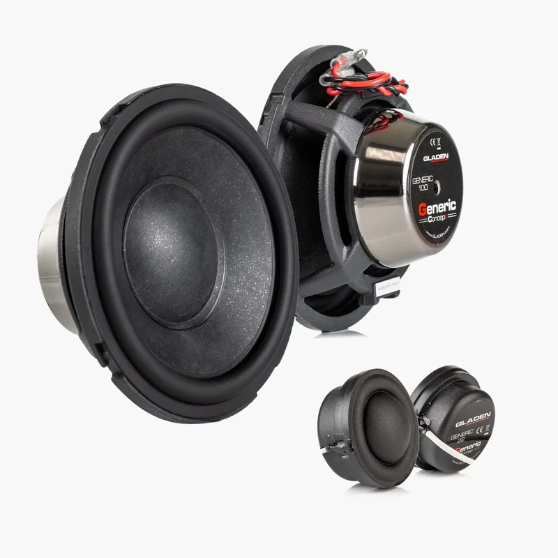 Kit Haut-Parleurs Gladen Generic 100.2 – Système 2 Voies 100 mm avec Adaptateurs BMW/Mini Plug & Play