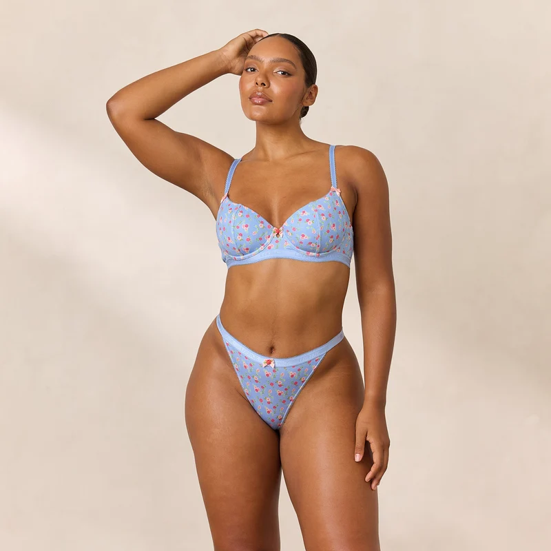 Soutien-gorge Côtelé Rosebud Balcony - Bleu Floral