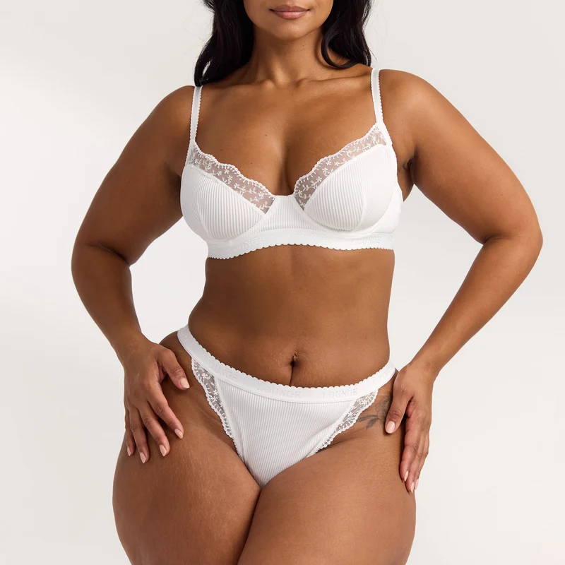 Ribbed Balcony Soutien-Gorge - Blanc