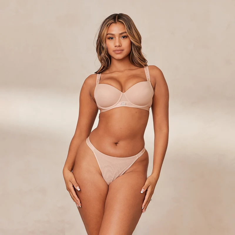 Smooth Mesh T-shirt Soutien-Gorge - Taupe