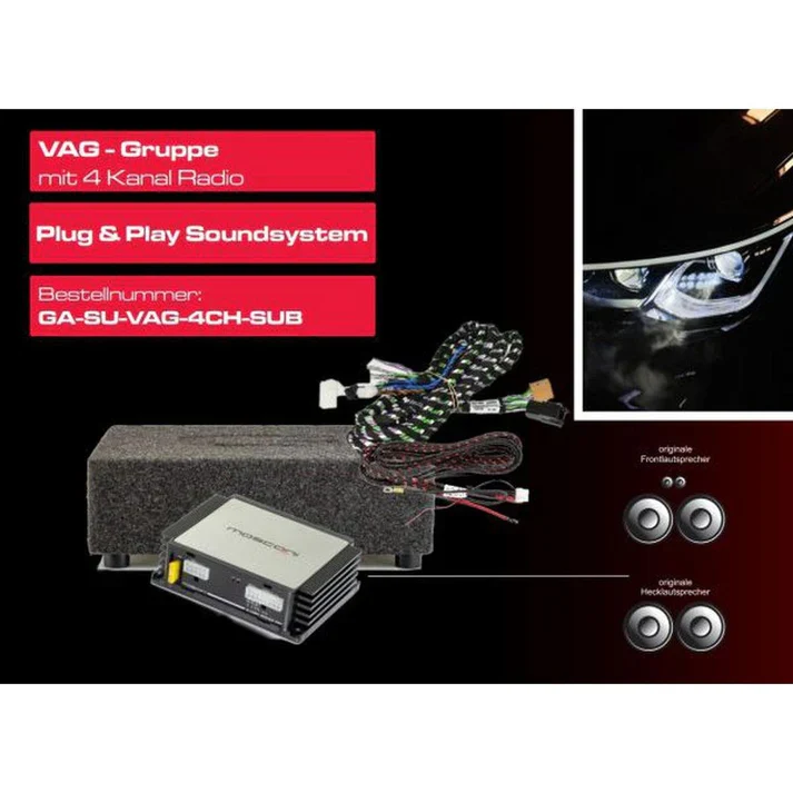Gladen Mosconi SoundUp VAG – Pack Audio Plug & Play DSP 6 Canaux avec Caisson de Basses pour Autoradio 6 Canaux OEM