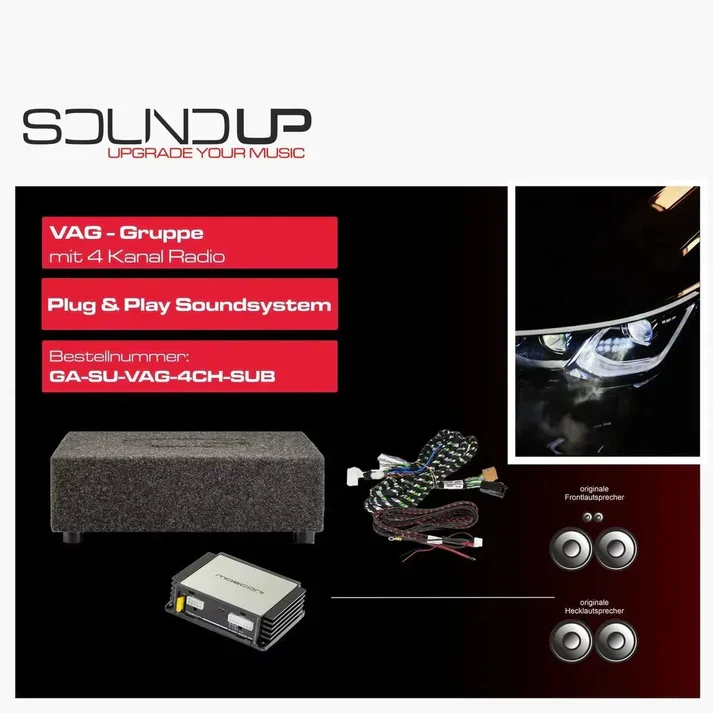 Gladen Mosconi SoundUp VAG – Pack Audio Plug & Play DSP 6 Canaux avec Caisson de Basses pour Autoradio 6 Canaux OEM