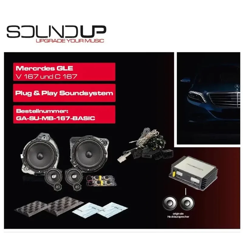 Gladen Mosconi SoundUp Mercedes GLE (V167 / C167) – Kit Audio Plug & Play DSP 6 Canaux avec Subwoofer et Haut-Parleurs Spécifiques