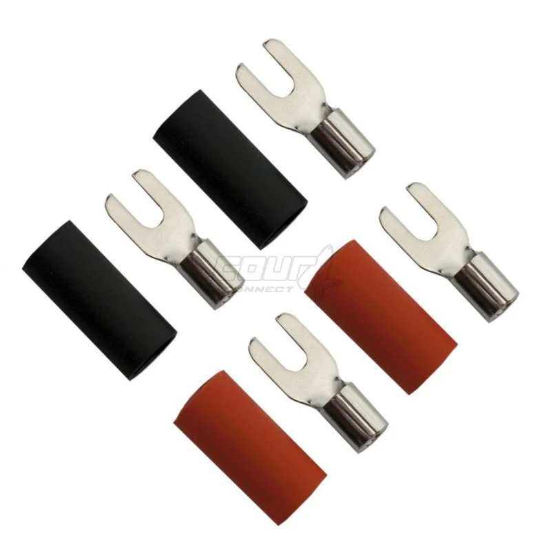 Connecteur à fourche M4 6,0 mm2, 2x noir et 2x rouge