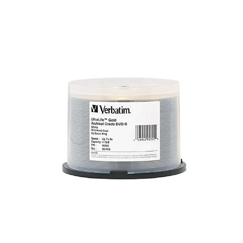 Verbatim 4.7 GB 16x DVD-R, Branded Surface & Hard Coat, Spindle, 50 Pack