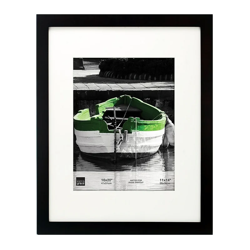 Nexxt Langford Wood Picture Frame, 16" x 20" matted to 11" x 14", Black