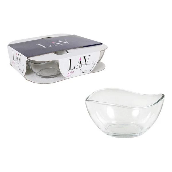 Set of bowls LAV VIRA Crystal Transparent 310 cc (4 Pieces)