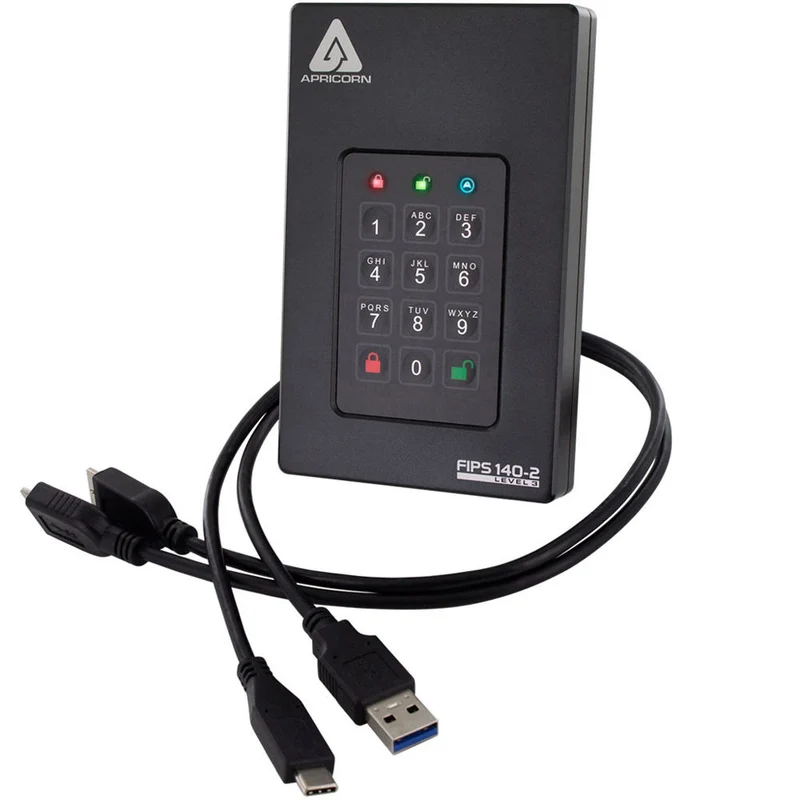 Apricorn Aegis Fortress L3 Encrypted 2 TB Portable SSD - Black