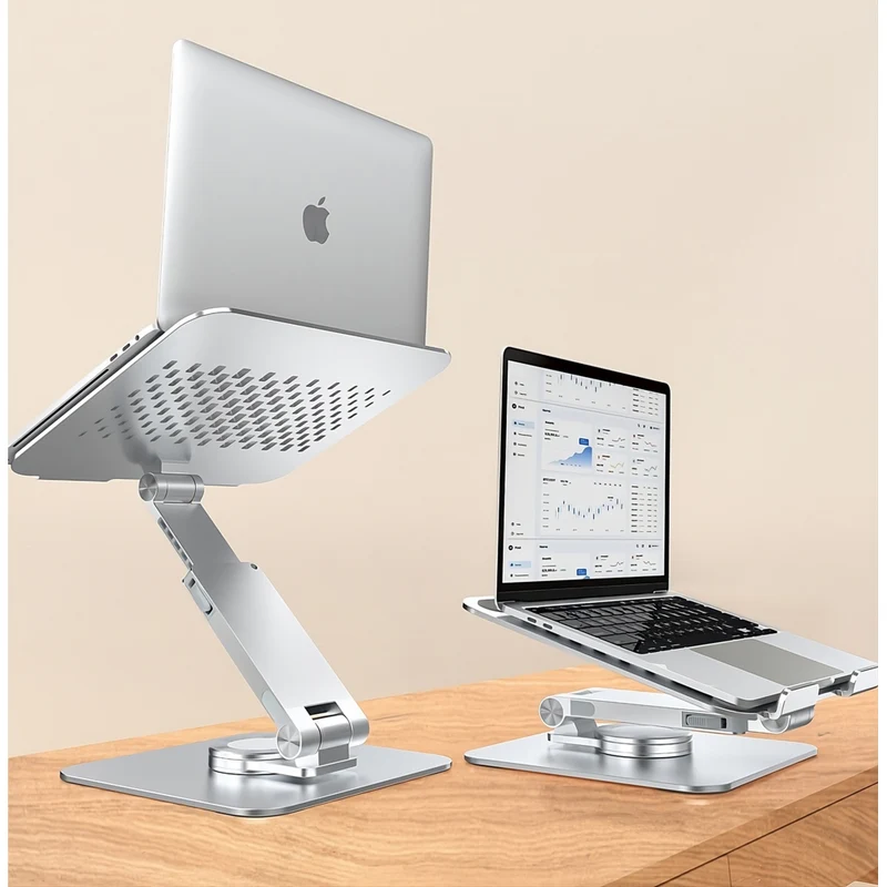 ShoppingAll - Support ergonomique réglable en hauteur et en angle pour ordinateur portable jusqu'à 17" - Argent