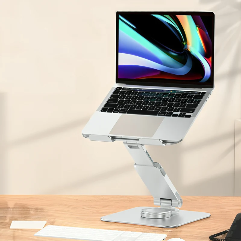 ShoppingAll - Support ergonomique réglable en hauteur et en angle pour ordinateur portable jusqu'à 17" - Argent
