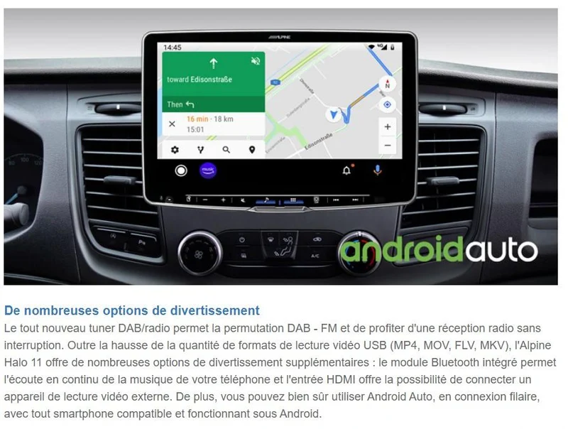 Alpine iLX-F115TRA – Autoradio 11" HD pour Ford Transit Custom (2018+)