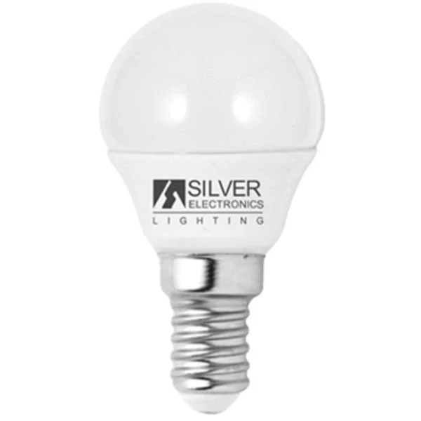 Spherical LED Light Bulb Silver Electronics Eco E14 5W White light