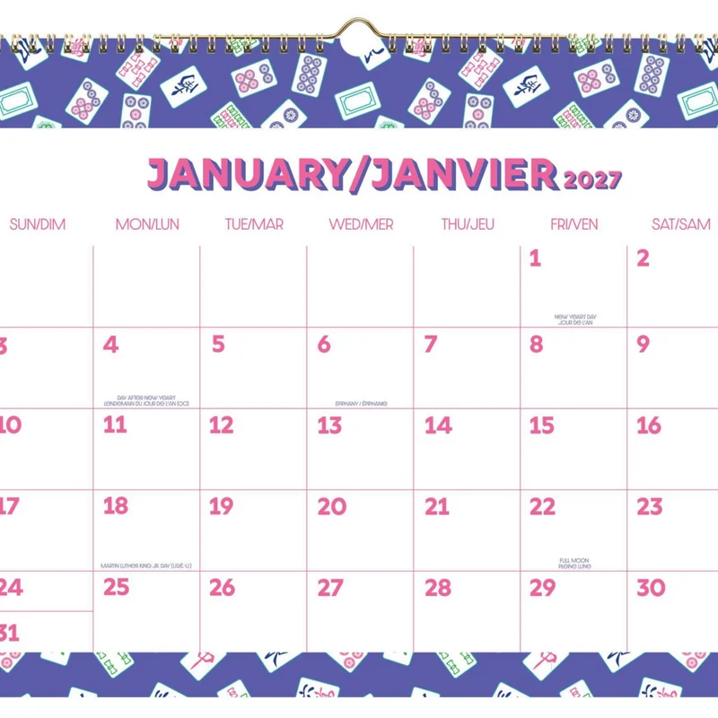 Hilroy - Calendrier mural Mahjong de 12 mois