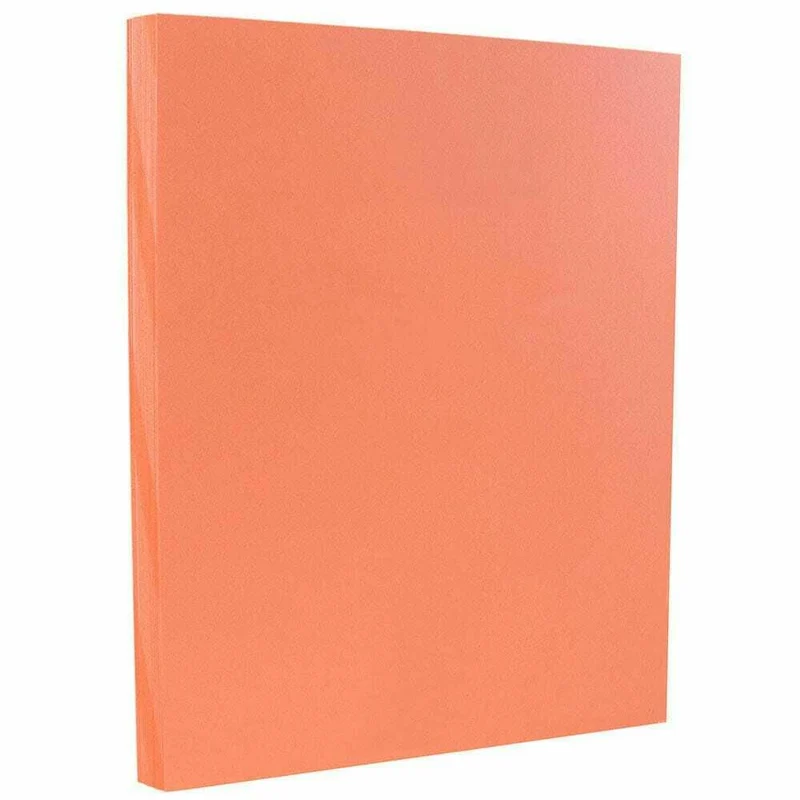 JAM Paper Vellum Bristol Index Cardstock - 110 lb - 8.5" x 11" - Salmon - 50 Sheets