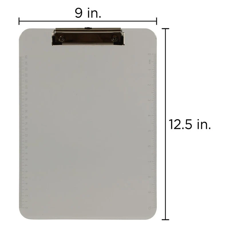 JAM Paper - Presse-papiers en plastique avec pince métallique discrète - format lettre (9 x 12 -5) - gris fumé