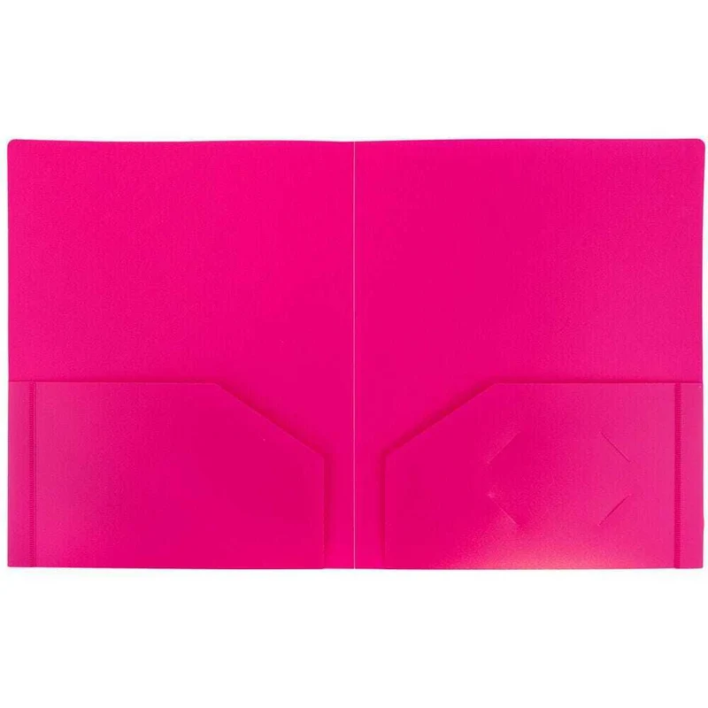 JAM Paper - Chemises d'école robustes à deux pochettes en plastique - rose fuchsia - Paquet de 6