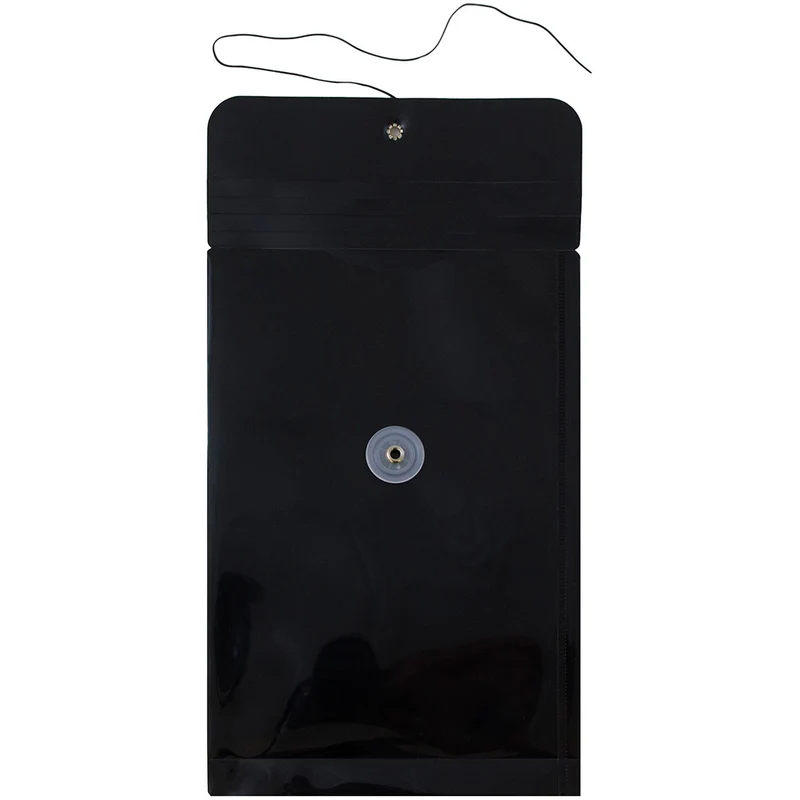JAM Paper - Enveloppes en plastique avec fermeture à bouton et cordon - Extrémité ouverte - 6,25 x 9,25 - Noir - Paquet de 12