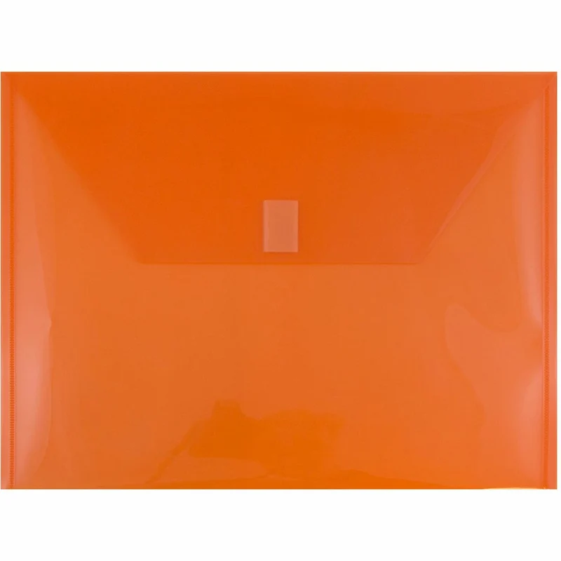 JAM Paper Plastic Envelopes with Hook & Loop Closure - Letter Booklet - 9.75" x 13" - Orange - 12 Pack