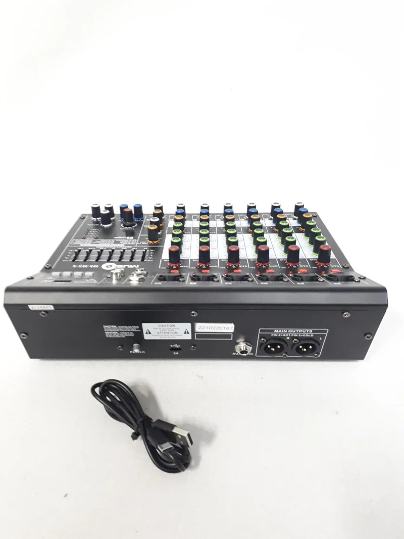 Music8 M8-MX-6 USB 8-Channel Mixing Console / Interface Mixer w/ EQ, DSP, Built-in 48V Phantom Power, MP3 Player, 5V USB Powered for Home Studio Recording DJ Network Live Broadcast or Karaoke - NEW