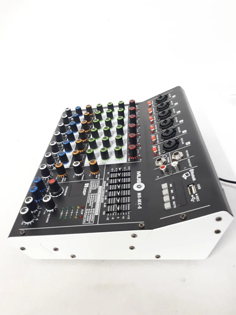Music8 M8-MX-6 USB 8-Channel Mixing Console / Interface Mixer w/ EQ, DSP, Built-in 48V Phantom Power, MP3 Player, 5V USB Powered for Home Studio Recording DJ Network Live Broadcast or Karaoke - NEW