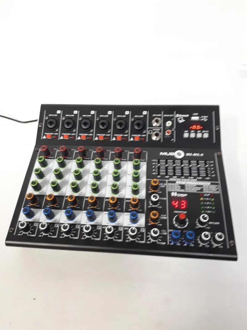 Music8 M8-MX-6 USB 8-Channel Mixing Console / Interface Mixer w/ EQ, DSP, Built-in 48V Phantom Power, MP3 Player, 5V USB Powered for Home Studio Recording DJ Network Live Broadcast or Karaoke - NEW