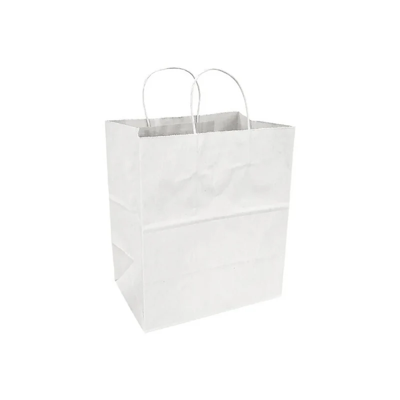 Eddie's Recycled Shopper Paper Bag - 10" x 7" x 12" - White - 100 Pack