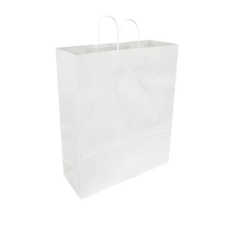 Eddie's - Sacs à provision en papier recycle - 16 po x 6 po x 19 po - Blanc - Paquet de 100