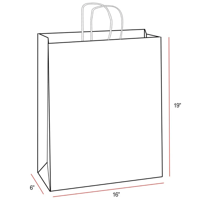 Eddie's - Sacs à provision en papier recycle - 16 po x 6 po x 19 po - Blanc - Paquet de 100