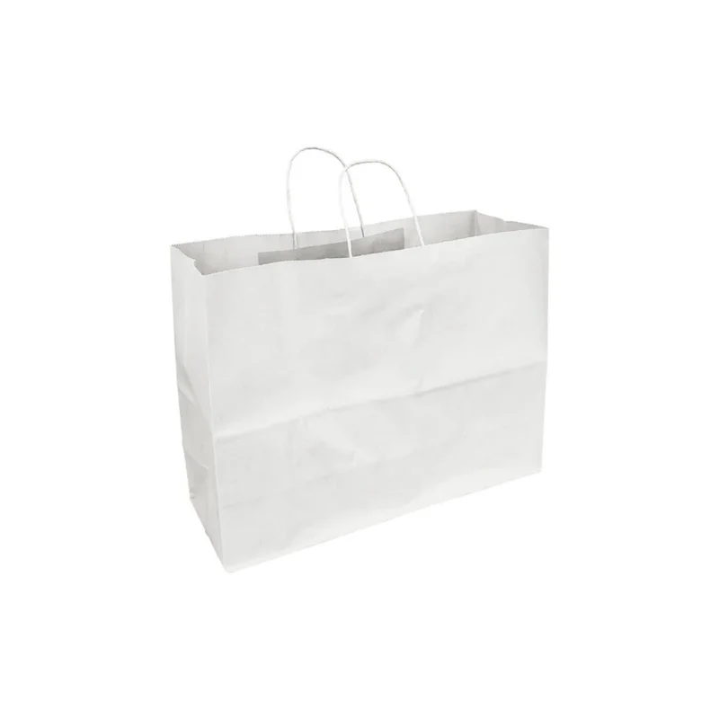 Eddie's Recycled Shopper Paper Bag - 16" x 6" x 12" - White - 100 Pack