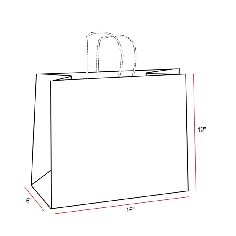 Eddie's Recycled Shopper Paper Bag - 16" x 6" x 12" - White - 100 Pack