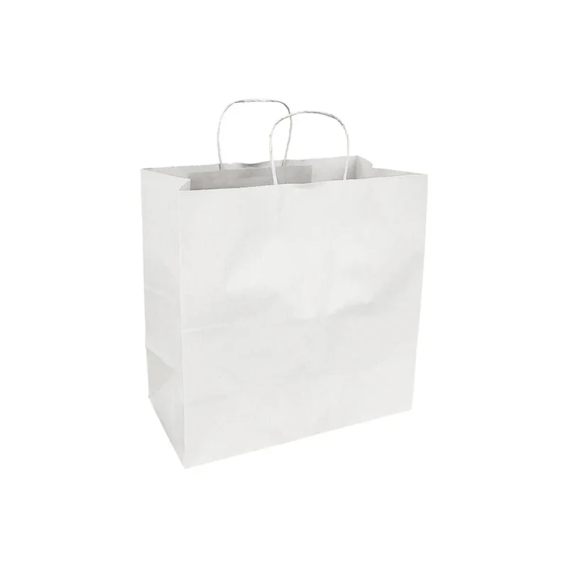 Eddie's Recycled Shopper Paper Bag - 13" x 7" x 13" - White - 100 Pack
