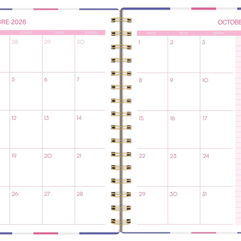 HilroyMahjong 15-Month Weekly Monthly Small Planner - 6-3/8" H x 6-1/4" W - Purple - Bilingual