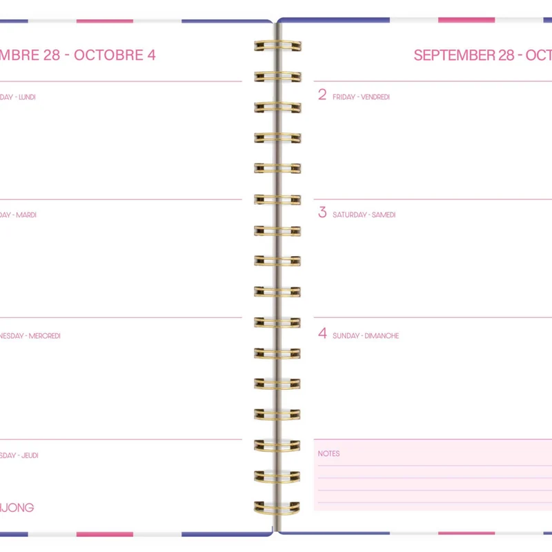 HilroyMahjong 15-Month Weekly Monthly Small Planner - 6-3/8" H x 6-1/4" W - Purple - Bilingual
