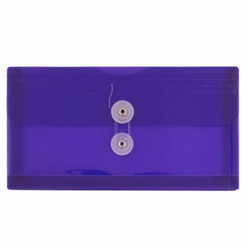 JAM Paper Plastic Envelopes with Button and String Tie Closure #10 Business Booklet - 5.25" x 10" - Purple - 12 Pack