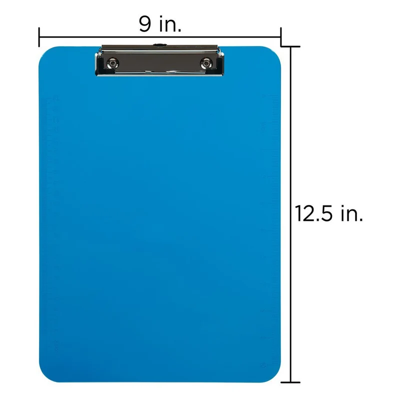 JAM Paper Plastic Clipboards with Low Profile Metal Clip - Letter Size (9 x 12.5) - Blue