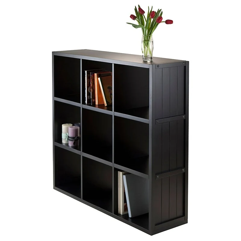 Winsome – Étagère de rangement cloisonnée Timothy avec panneau de lambris, cube de 3 x 3 po, 37.76 po x 11,81 x 40.08 po, noir