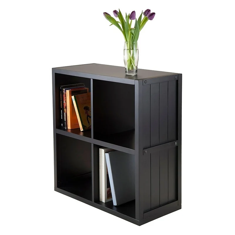 Winsome – Étagère de rangement cloisonnéeTimothy avec panneau de lambris, cube de 2 x 2 po, 25.63 po x 11,81 x 27.05 po, noir