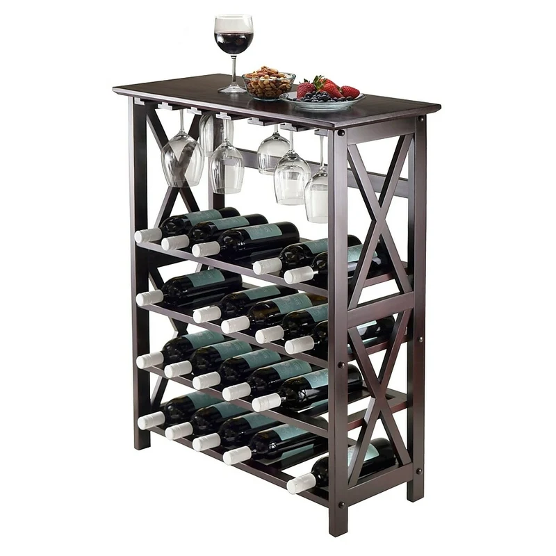 Winsome Rio – Porte-bouteilles de vin avec porte-verres, 24 bouteilles
