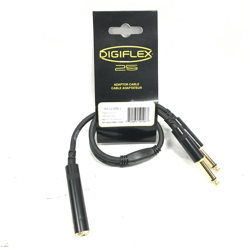 Digiflex HY-1J-2PB-1 1/4" Jack Female to Dual 1/4" Jack Male 1ft Cable