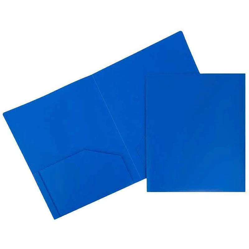 JAM Paper 2-Pocket Heavy Duty Folders - Blue - 6 Pack
