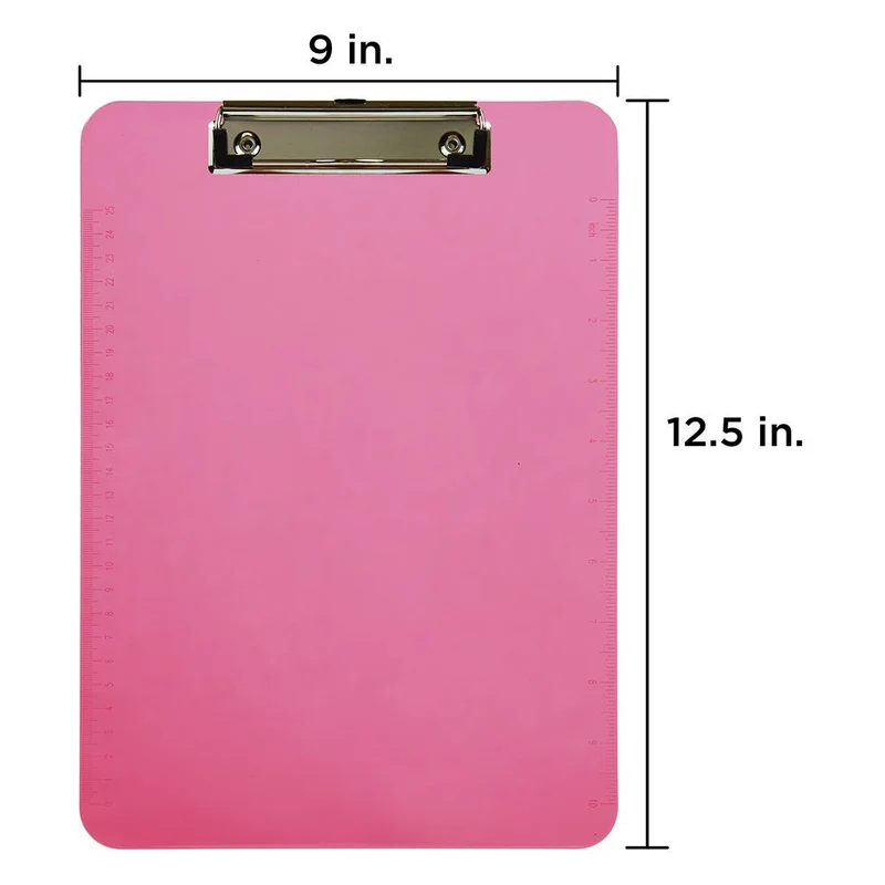 JAM Paper - Presse-papiers en plastique avec pince métallique discrète - format lettre (9 x 12 -5) - rose fuchsia