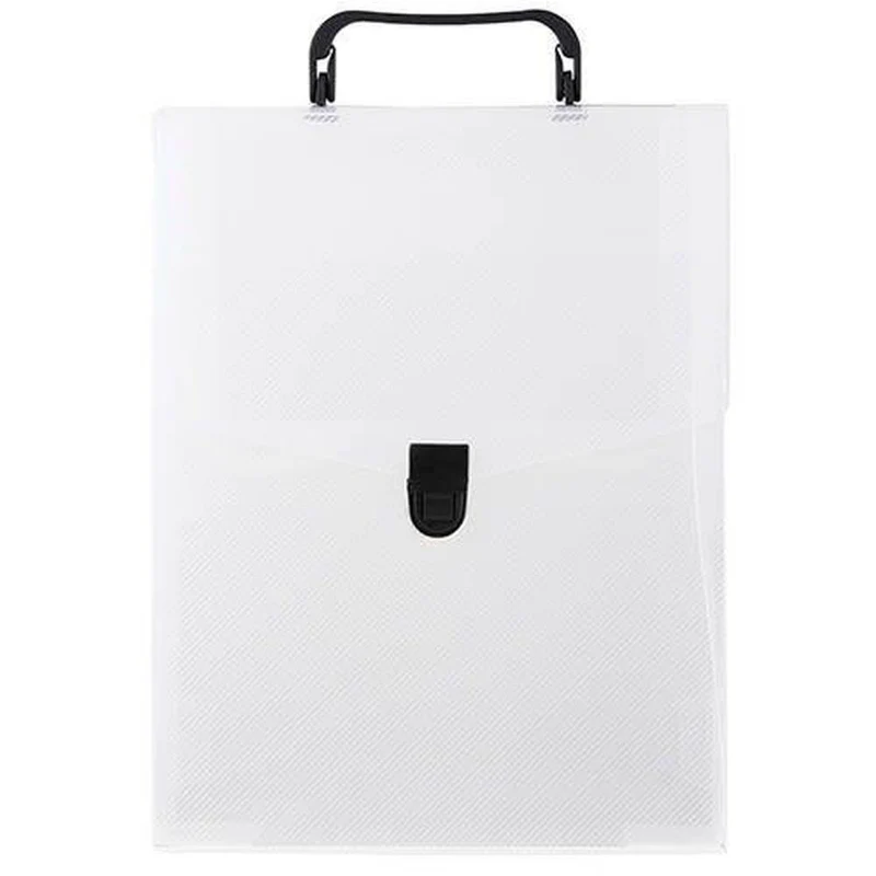 JAM Paper Plastic Vertical Portfolio File Carry Case with Handles - 9.25 x 12 x 2 - Clear with Black Buckle