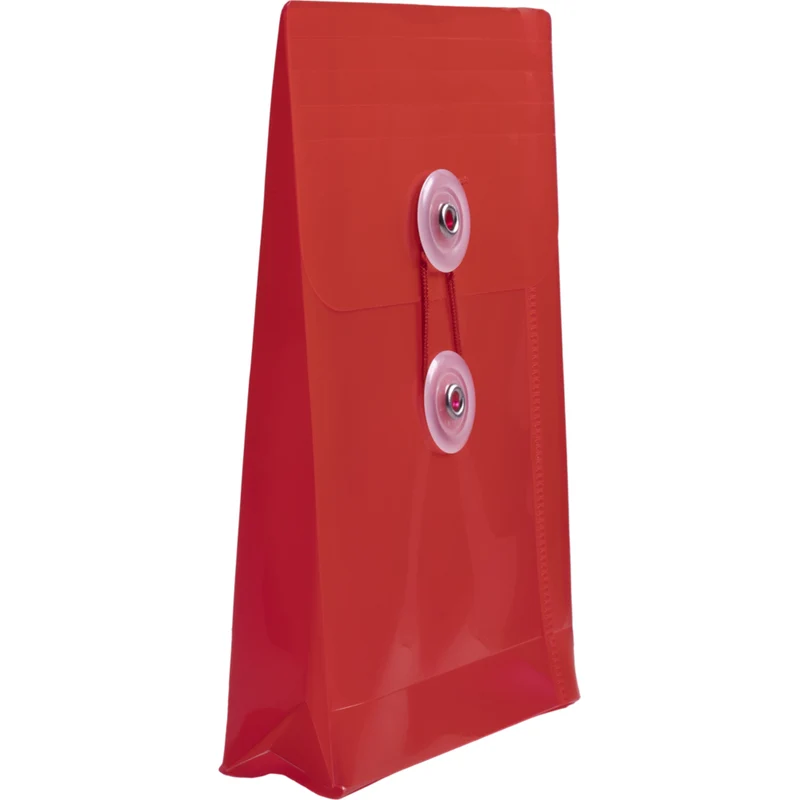 JAM Paper - Enveloppes en plastique avec fermeture à bouton et cordon - Extrémité ouverte - 4,25 x 6,25 - Rouge - Paquet de 12