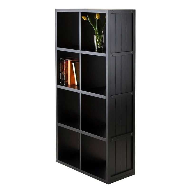 Winsome – Étagère de rangement cloisonnée Timothy avec panneau de lambris, cube de 4 x 2 po, 25.63 po x 11,81 x 53.11 po, noir