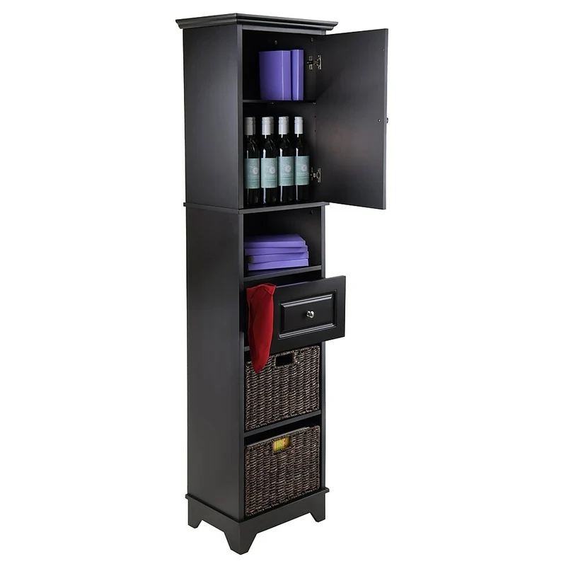 Winsome Wyatt Tall Cabinet with Baskets, Drawer and Door